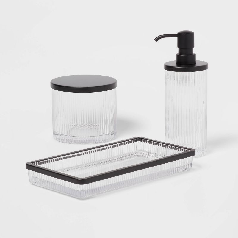 Ribbed Glass Canister Black - Threshold&#8482;, 6 of 11