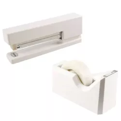JAM Paper Stapler & Tape Dispenser Desk Set White