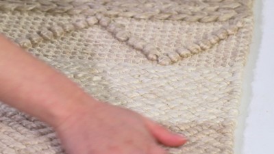 Handmade Ivory Wool and Viscose Tufted Rectangular Rug 8' x 10'