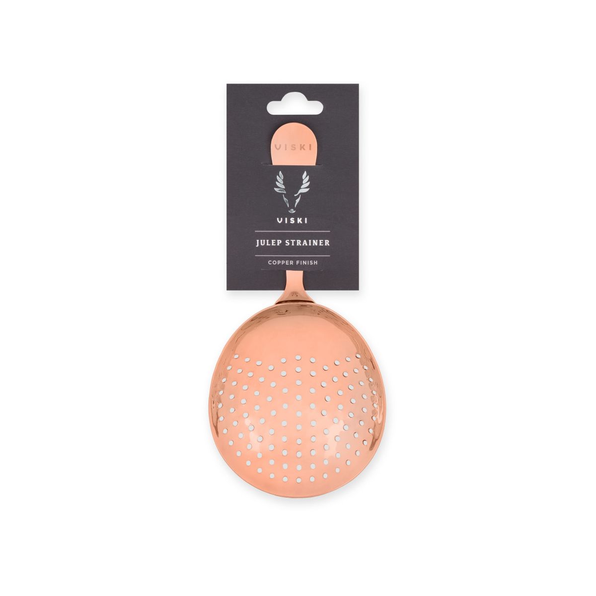 Viski Copper Stainless Steel Julep Cocktail Strainer for Wedding, Home Bar or Commercial Use, Bartenders Gifts, Fits Large & Standard Mixing Glasses - thumbnail 6