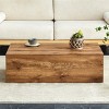 Modern MDF Coffee Table,39.3 Inch Rectangle Center Table with Wood Grain or Marble Grain Finish for Living Room-Baofuwish - 3 of 4