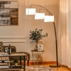 HOMCOM Arc Floor Lamp with 3 Hanging Drum Shape Lampshade, Flexible Steel Pole and Marble Round Base, Black/White - 2 of 4