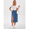 INSPIRE CHIC Women's Denim High Waisted Button Up Casual Slit Midi Skirt - 3 of 4