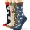 Women Cotton Calf Patterned Socks - 4 Pack - Coffee, Puppy, Flowers, Birds, Cat - Shoe Size 5-9 M, 8-12 L - Multicolors | 7BIGSTARS KINGDOM - 4 of 4
