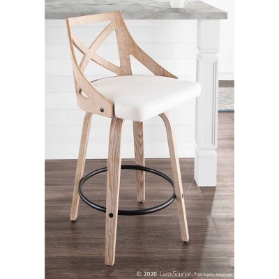 Set of 2 Charlotte Swivel Counter Stools in Cream and White Wash
