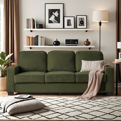 XIZZI Modern 3-Seater Sofa - Plush Corduroy & Twill Fabric | 85" Compact Design for Small Spaces, Durable Wood & Iron Frame