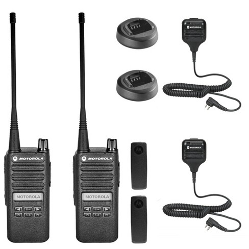 Motorola CP100D Analog UHF Portable Two Way Radio With Display and Limited Keypad, 16 Channel, - 2 Pack With Mic Bundle - image 1 of 4