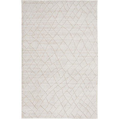 Redford Transitional Solid Ivory/Gray Area Rug