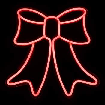 Northlight 15" Red LED Lighted Neon Style Bow Christmas Window Silhouette