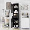 LOVMOR Slim Standing Bathroom Storage Cabinet with Double Door and 2 Adjustable Shelves for Entryway,Living Room,East to Assemble,Black - 3 of 4