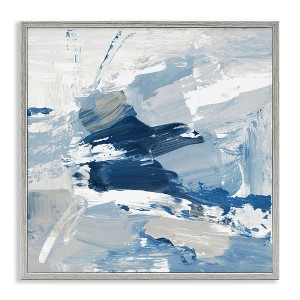 Stupell Industries Abstract Brushed Blue Painting Framed Giclee Art - 1 of 4