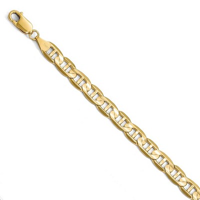 Black Bow Jewelry 7mm 14k Yellow Gold Concave Anchor Chain Bracelet