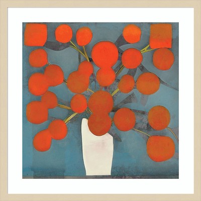 Abstract Orange Flowers in Svelte Natural Frame