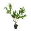 Gulches 12x12x31.5'' Artificial PEVA Lemon Tree - Lifelike Greenery with Black Plastic Cement-Filled Pot, Mediterranean Charm - 2 of 4