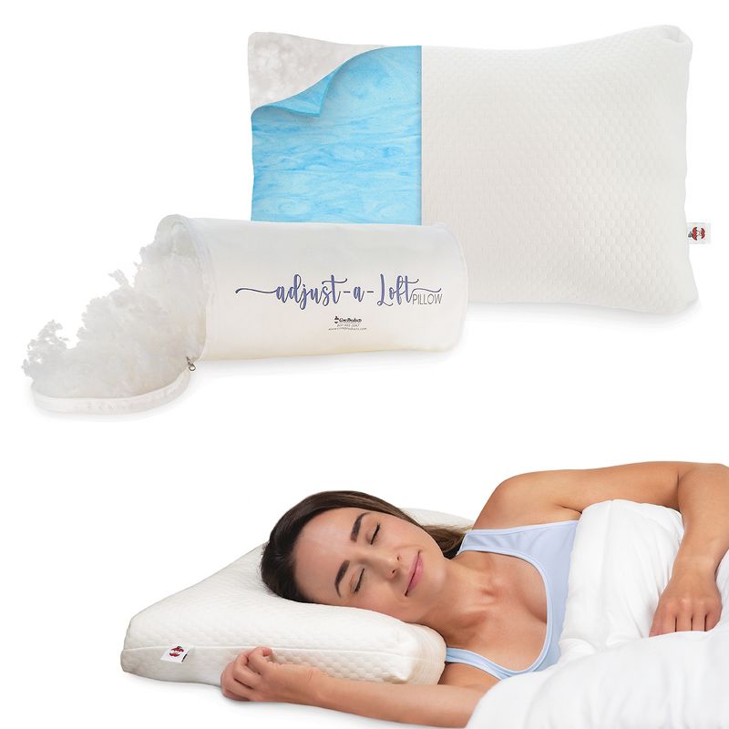 Core Products Adjust-A-Loft Fiber Adjustable Comfort Pillow with Cooling Memory Foam Insert, Standard Size, 1 of 11