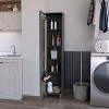 Smokey Oak 3 Broom Hangers Tall Storage Cabinet - 2 of 4