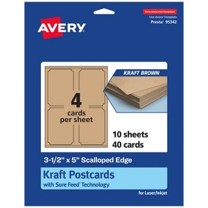 Avery Cards with Scalloped Edges, 3.5" x 5", Kraft Brown, 40ct - 1 of 4