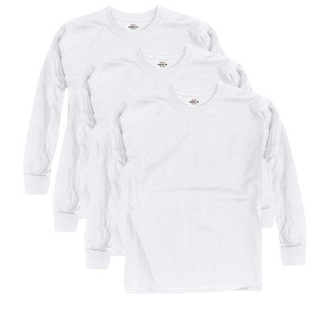Hanes Boys' Long Sleeve T-Shirt, 3-Pack White M