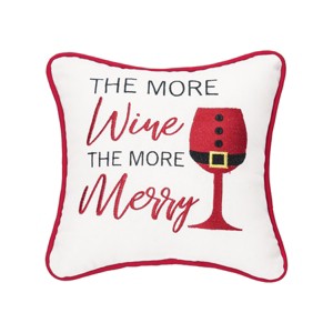 C&F Home 10" x 10" Christmas "The More Merry" Small/Petite Embroidered Accent Throw Pillow - 1 of 3