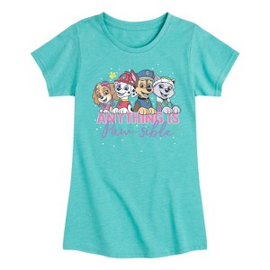 Girls' - Paw Patrol - Marshall Chase Everest Skye Anything Is Paw-Sible Fitted Short Sleeve Graphic T-Shirt - 1 of 4
