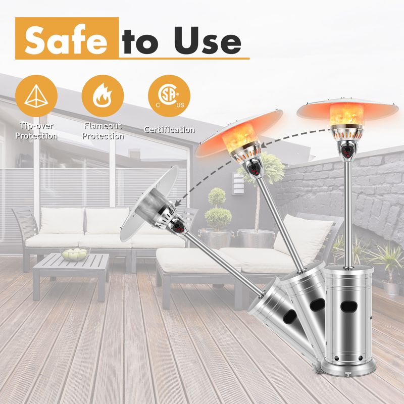 Tangkula 48,000 BTU Outdoor Patio Heater Stainless Steel Propane Patio Heater w/Tip-Over & Flameout Protection, 4 of 8