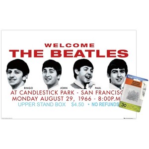Trends International The Beatles - Candlestick Park Landscape Unframed Wall Poster Print Clear Push Pins Bundle 14.725" x 22.375" - 1 of 4
