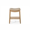 HomeRoots 26" Beige and Natural Faux Leather and Solid Wood Backless Counter Height Bar Chair - 4 of 4