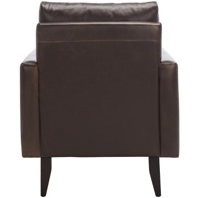 Antique Brown Faux Leather Lawson Accent Chair with Birch Wood Legs