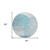 Teal Blue And Silver Geometric Washable Indoor Outdoor Area Rug - 3 of 4