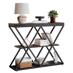 GustoWave Industrial 3-Tier Console Table with Metal Frame, Sofa Table with Storage Shelf for Entryway, Hallway, or Living Room - 1 of 4