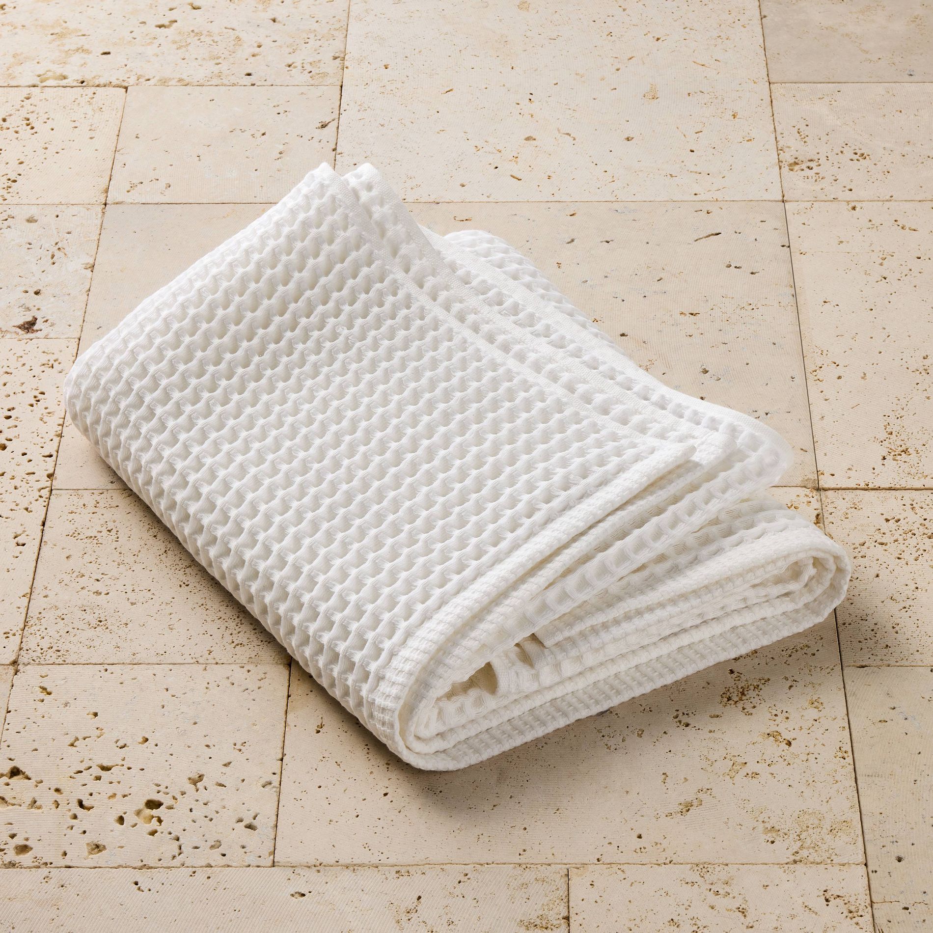 Waffle Bath Towel White - Casaluna™: 100% Cotton, Pre Washed, Lightweight, OEKO-TEX Certified