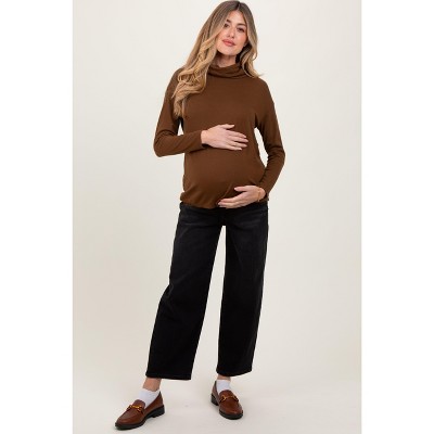 PinkBlush Black Cropped Wide Leg Maternity Jeans