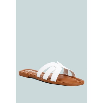 aura faux leather flat Womens sandals
