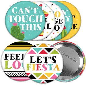 Big Dot of Happiness Let's Fiesta - 3 inch Fiesta Badge - Pinback Buttons - Set of 8 - 1 of 4