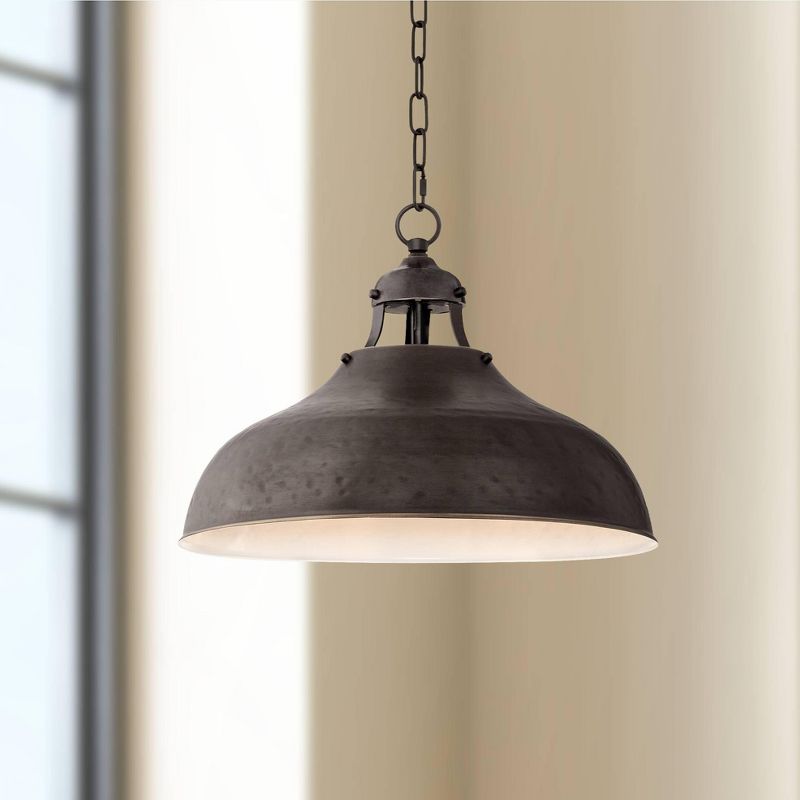 Franklin Iron Works Dyed Bronze Pendant 16" Wide Farmhouse Industrial Rustic Dome Shade for Dining Room Living House Kitchen Island Entryway Bedroom, 2 of 8