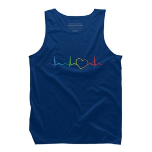 Adult Design By Humans Rainbow Pride Heartbeat By Luckyst Tank Top - 1 of 2