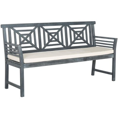 Del Mar Ash Grey 3-Seat Outdoor Bench with Beige Cushion