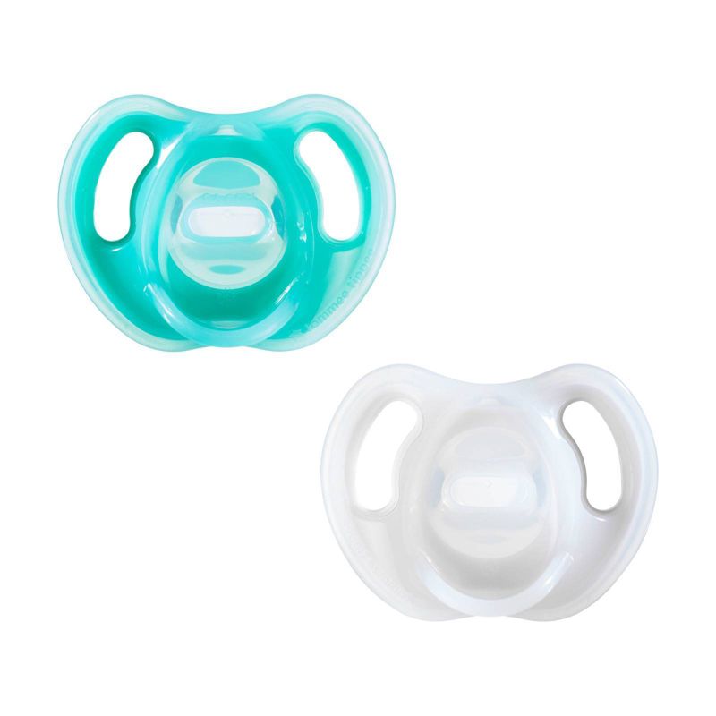 Tommee Tippee Ultra-Light Silicone Pacifier 6-18 Months - 2pk - White/Green, 1 of 9