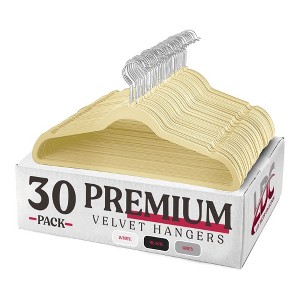 30/50 Non Slip Velvet Hangers Premium Heavy Heavy Duty Clothes Hangers with 360 Swivel Hook - Lux Decor Collection - 1 of 3