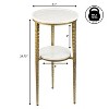 JONATHAN Y Seraphina 24.75" Industrial 2-Tier Metal Frame Drink Table & Decorative End Table with White Marble Round Top - 4 of 4