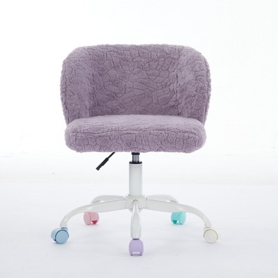 GlasFlength Task and Office Chairs Modern Plush Swivel Chair with Ergonomic Support Simple Design for Home Office, Purple, 21.5"*22.5"*31.9"