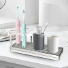 LunaLulinlk Toothbrush Holders for Bathrooms, 4 Slots Rustproof Metal Tooth Brushing Organizer with Drainage Silver - 3 of 4