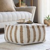 Mark & Day Heldenberg 12"H x 20"W x 20"D Natural Fiber White Pouf - 2 of 3