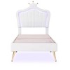 NicBex Twin/Full/Queen Upholstered Platform Bed Frame with LED Lights,Princess Bed Frame with Crown Headboard for Girls,Easy Assembly,Noise-Free - 4 of 4