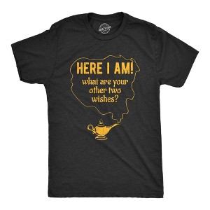 Mens Here I Am What Are Your Other Two Wishes T Shirt Funny Genie In A Bottle Pick Up Line Tee - Crazy Dog Men's T Shirt - 1 of 4