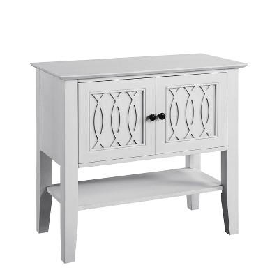 Naples Transitional White Wood Server with Overlapping Ring Design