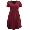 GRACE & GRANDEUR Women's Plus Size Summer Comfty Knit V-Neck Elastic Waist A-Line Hollow Out Short Sleeve Dresses with Pockets - 4 of 4