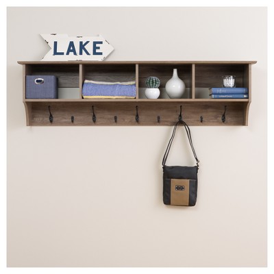 Drifted Gray 60" Hanging Entryway Shelf with Hooks