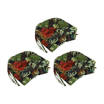 Blazing Needles, 16-inch Spun Polyester Patterned Outdoor U-shaped Tufted Chair Cushions (Set of 6)