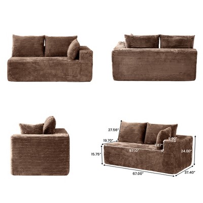 WJSHome 104 Inch Modular Sectional Cloud Couch, Boneless Sofa with Deep Seat, Comfy Fluffy Couch with L-Shaped Chaise,Right-Facing Chaise